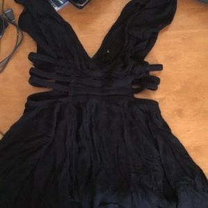 Black side cut dress.